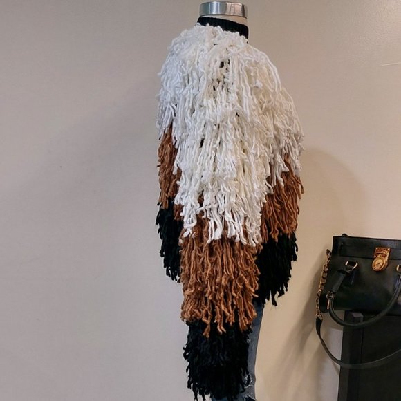 💋BOHO CHIC💋 Gorgeous Color Block Shaggy Cardigan - Picture 7 of 13